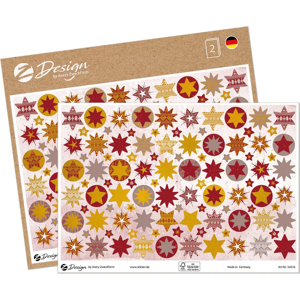 ⁨Naklejki papierowe ze złotymi tłoczeniami A5 - gwiazdki Z-Design 54616 AVERY ZWECKFORM⁩ w sklepie Wasserman.eu