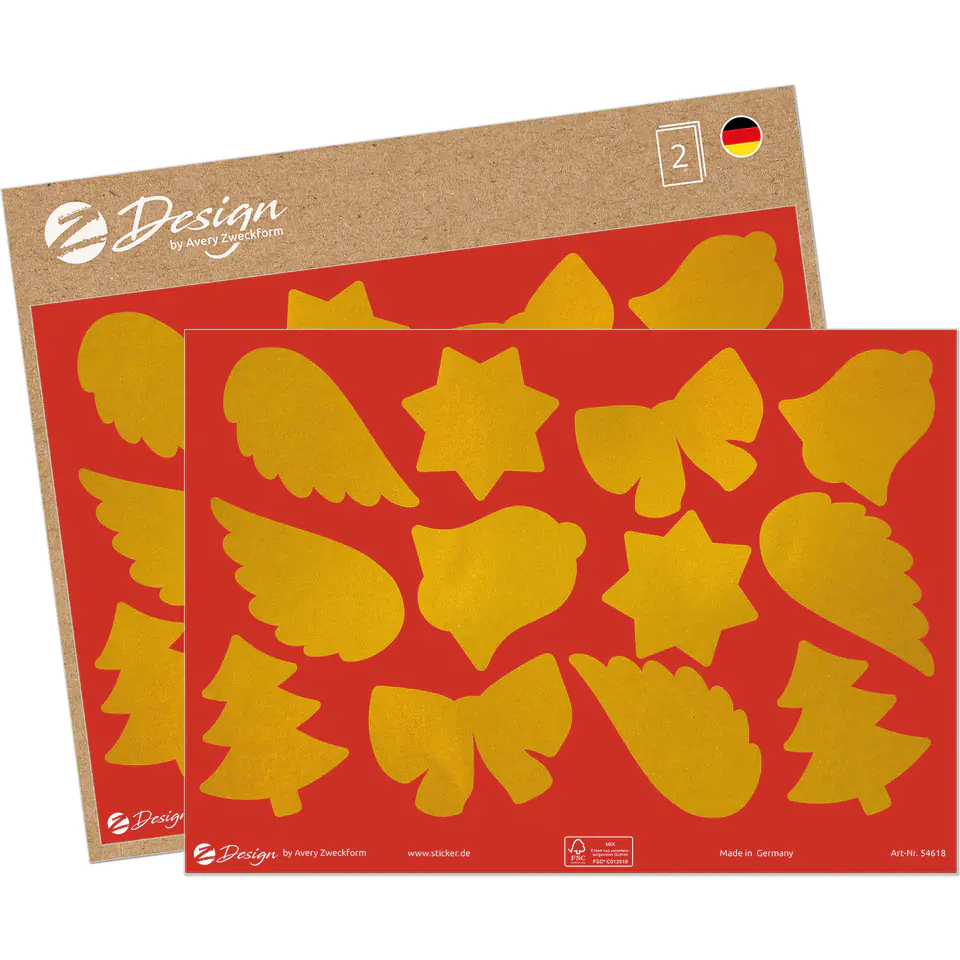 ⁨Glossy A5 Paper Stickers - Gold Christmas Motifs 54618 AVERY ZWECKFORM⁩ at Wasserman.eu