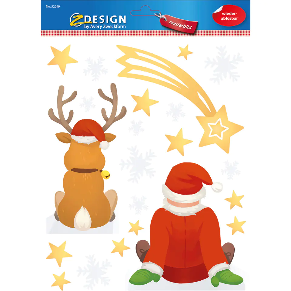 ⁨Z-Design Window Stickers - Santa Claus and Reindeer 52299 AVERY ZWECKFORM⁩ at Wasserman.eu