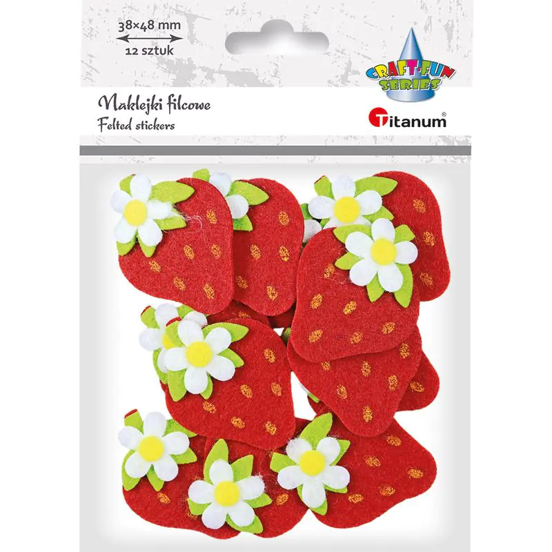 ⁨Felt stickers STRAWBERRIES 12 pcs 395984 TITANUM⁩ at Wasserman.eu