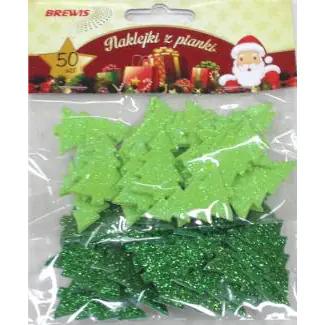 ⁨Foam stickers Glitter Christmas Trees (50 pcs.) PVX09 BREWIS⁩ at Wasserman.eu
