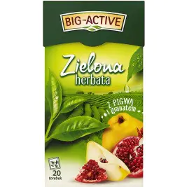 ⁨BIG-ACTIVE green tea (20 bags) QUINCE-POMEGRANATE⁩ at Wasserman.eu