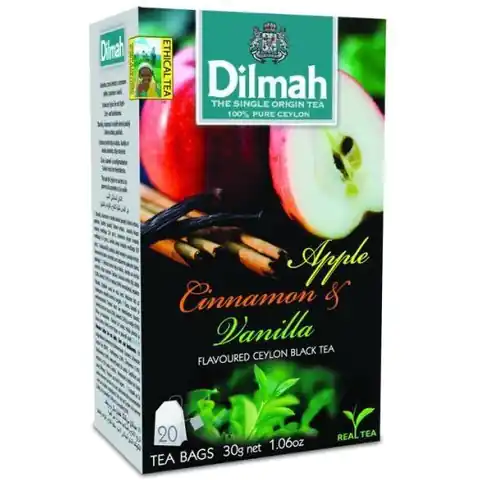 ⁨Herbata DILMAH (20 torebek) czarna z aromatem Jabłko, Cynamon i Wanilia⁩ w sklepie Wasserman.eu
