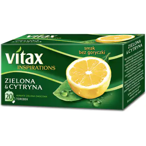 ⁨Herbata VITAX INSPIRATIONS (20 torebek) zielona z cytryną 30g zawieszka⁩ w sklepie Wasserman.eu