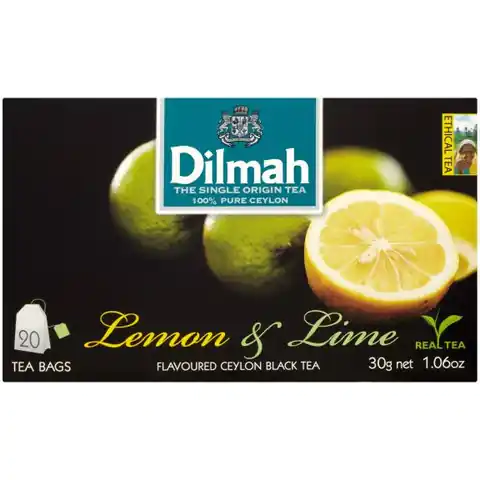 ⁨DILMAH tea (20 bags) black with lemon & lime aroma⁩ at Wasserman.eu