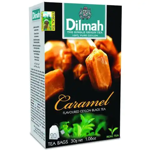 ⁨Herbata DILMAH (20 torebek) czarna z aromatem Karmel⁩ w sklepie Wasserman.eu