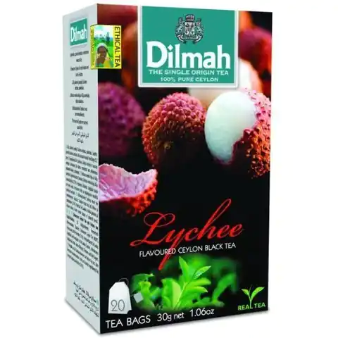 ⁨Herbata DILMAH (20 torebek) czarna z aromatem BRZOSKWINIA & LYCHEE 30g⁩ w sklepie Wasserman.eu