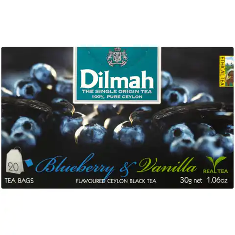 ⁨Herbata DILMAH (20 torebek) czarna z aromatem czarna jagoda i wanilia 85026⁩ w sklepie Wasserman.eu