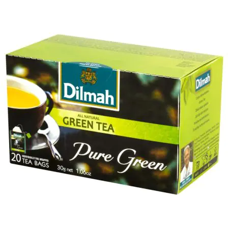 ⁨Herbata DILMAH (20 kopert) zielona PURE GREEN TEA 1,5g⁩ w sklepie Wasserman.eu