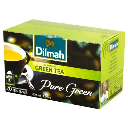 ⁨DILMAH tea (20 envelopes) green PURE GREEN TEA 1,5g⁩ at Wasserman.eu