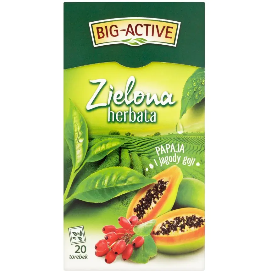 ⁨BIG-ACTIVE green tea (20 bags) PAPAYA-GOJI BERRIES⁩ at Wasserman.eu