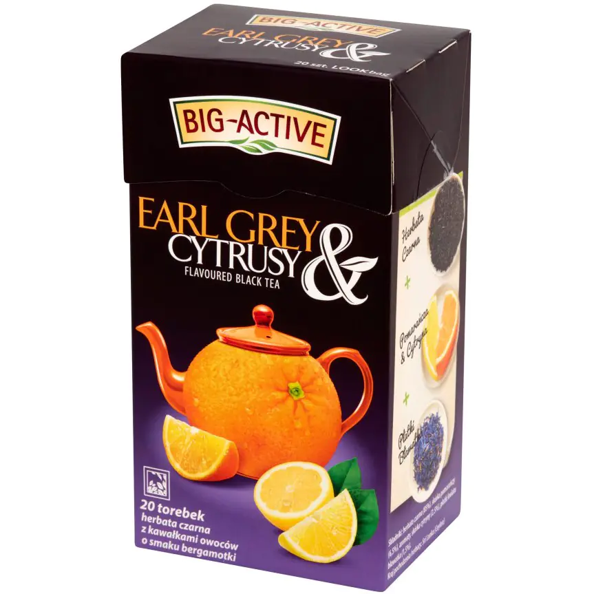 ⁨BIG-ACTIVE Black Tea (20 bags) Earl Grey & Citrus 40g⁩ at Wasserman.eu