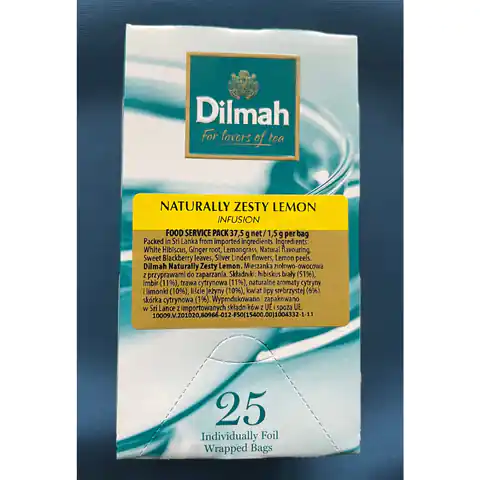 ⁨Herbata DILMAH owocowa bez kofeiny (25 kopert) NATURALLY ZESTY LEMON⁩ w sklepie Wasserman.eu