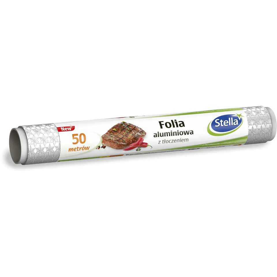 ⁨Folia aluminiowa z tłoczeniem w gwiazdki 29cm*50m STELLA ST1-F-0418⁩ w sklepie Wasserman.eu
