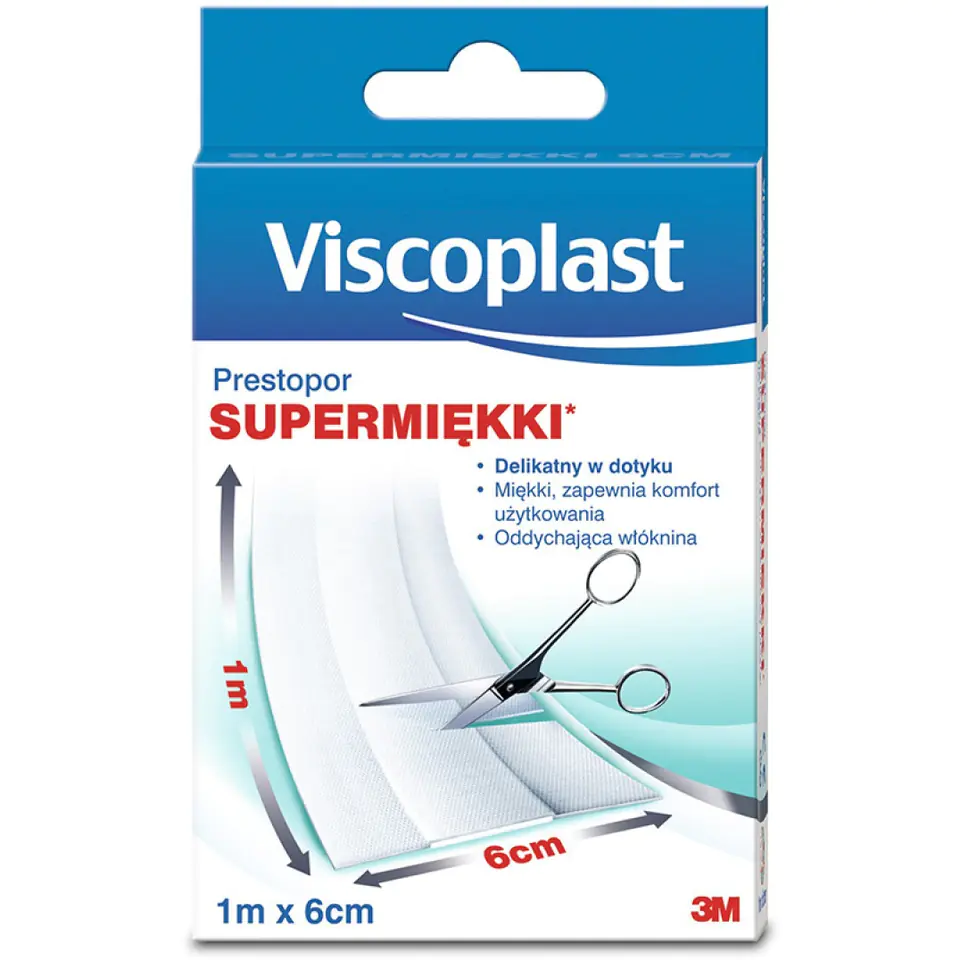 ⁨Plaster do cięcia super miękki 6cm x 1m VISCOPLAST PRESTOPOR YP20104046 3M⁩ w sklepie Wasserman.eu