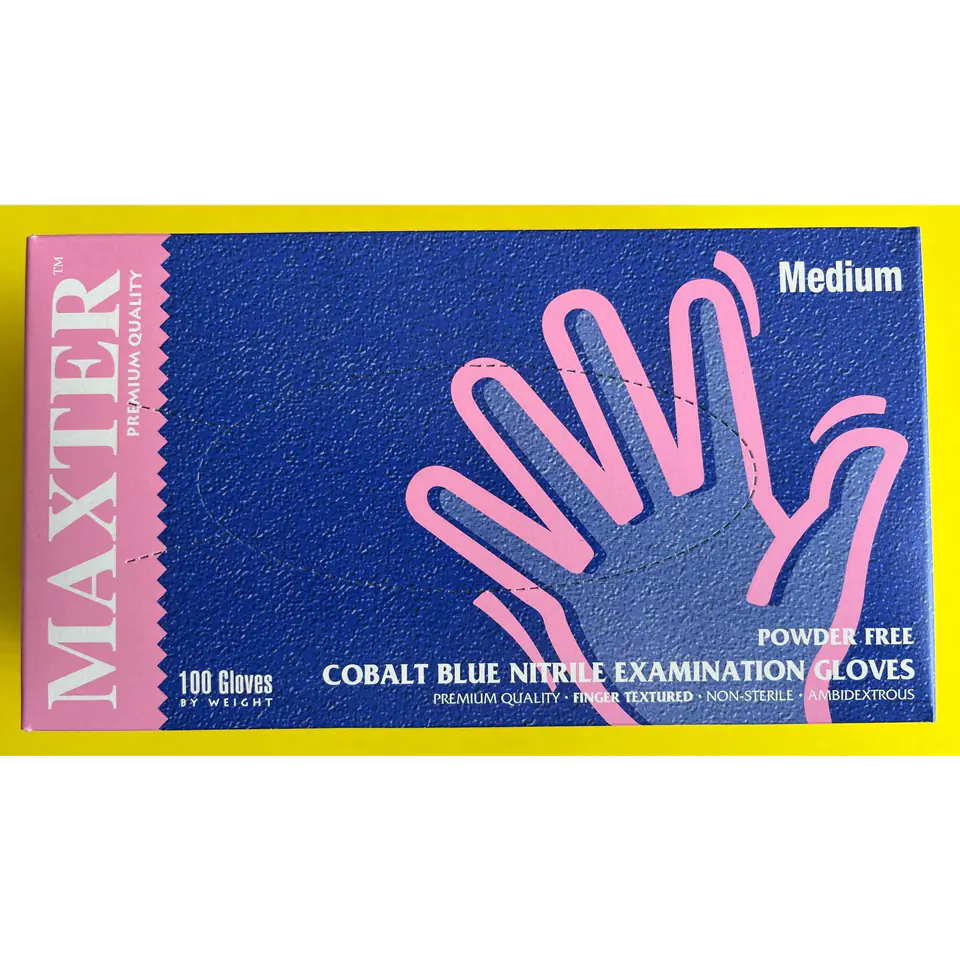 ⁨Gloves NITRILE blue 100pcs 'M' MAXTER MX93777⁩ at Wasserman.eu