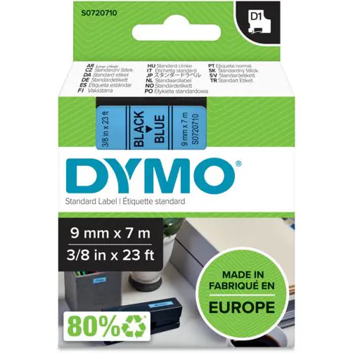 ⁨Taśma czarny nadruk na niebieskim 9mm x 7m DYMO S0720710⁩ w sklepie Wasserman.eu