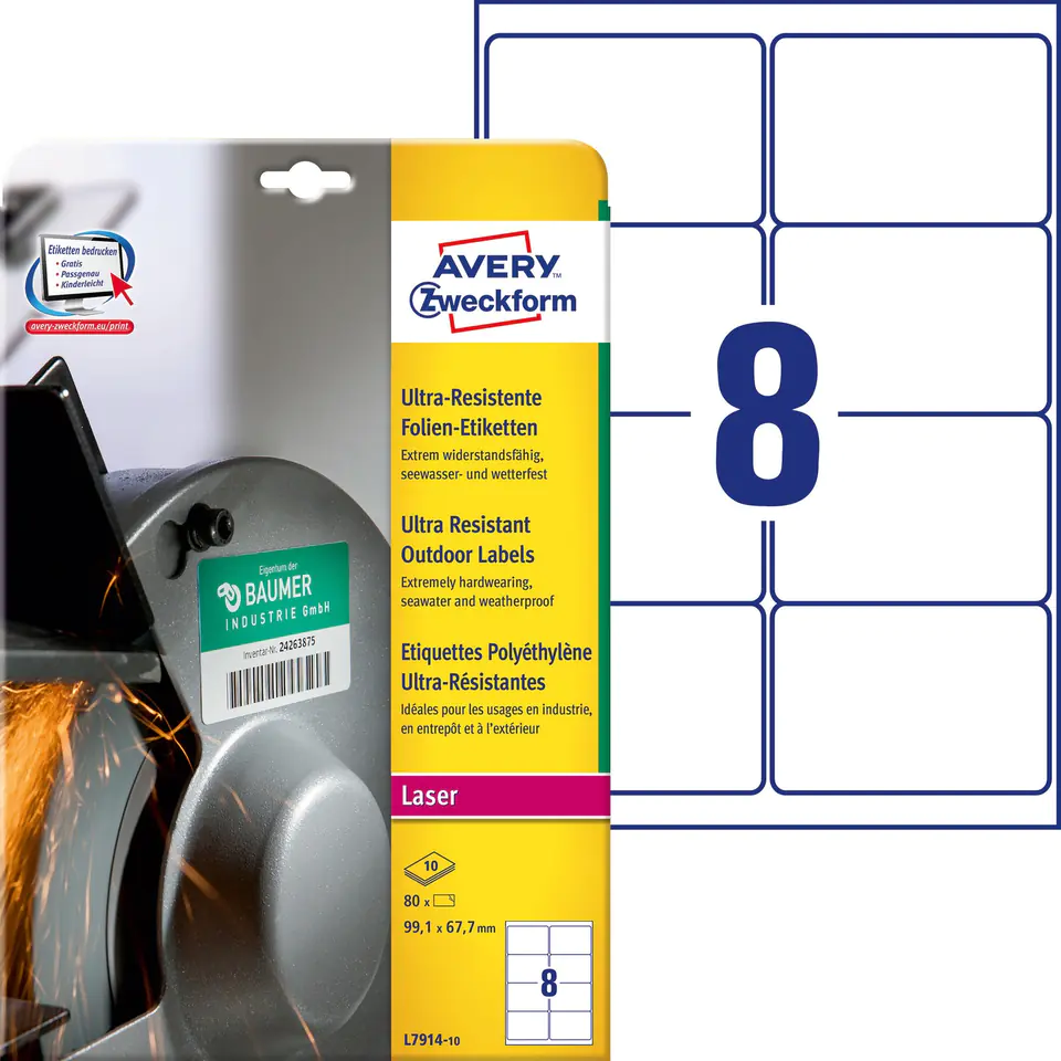 ⁨Labels A4 99.1x67.7mm L7914-10 for outdoor use AVERY ZWECKFORM⁩ at Wasserman.eu