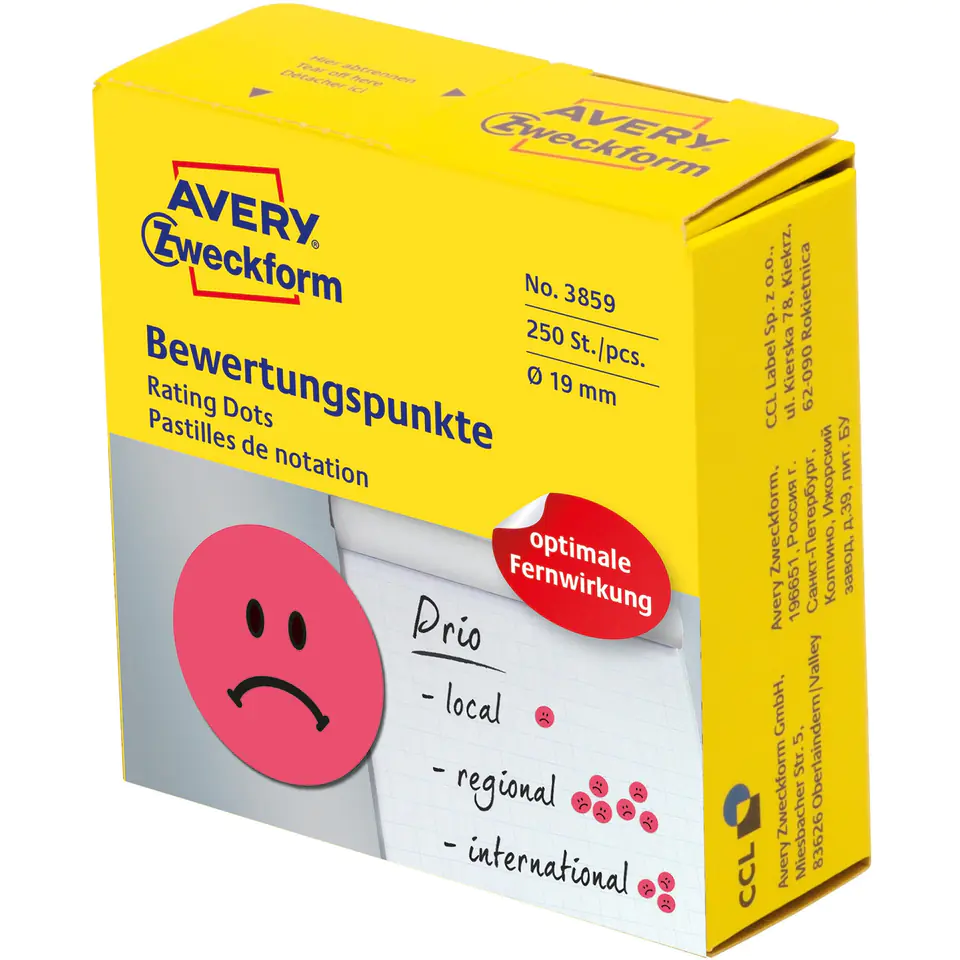 ⁨Wheels Sad face durable 19mm red 3859 AVERY ZWECKFORM⁩ at Wasserman.eu