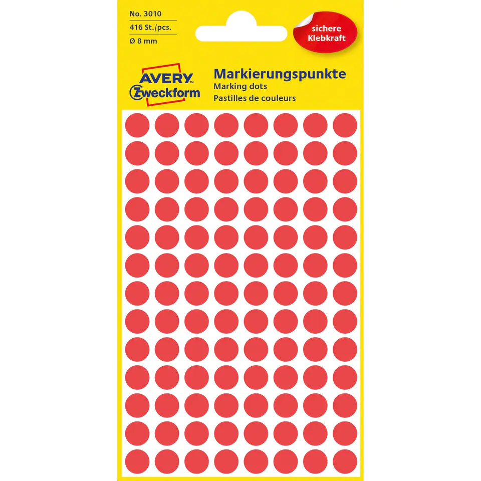 ⁨Durable casters 8mm 416pcs/pack red 3010 AVERY ZWECKFORM⁩ at Wasserman.eu