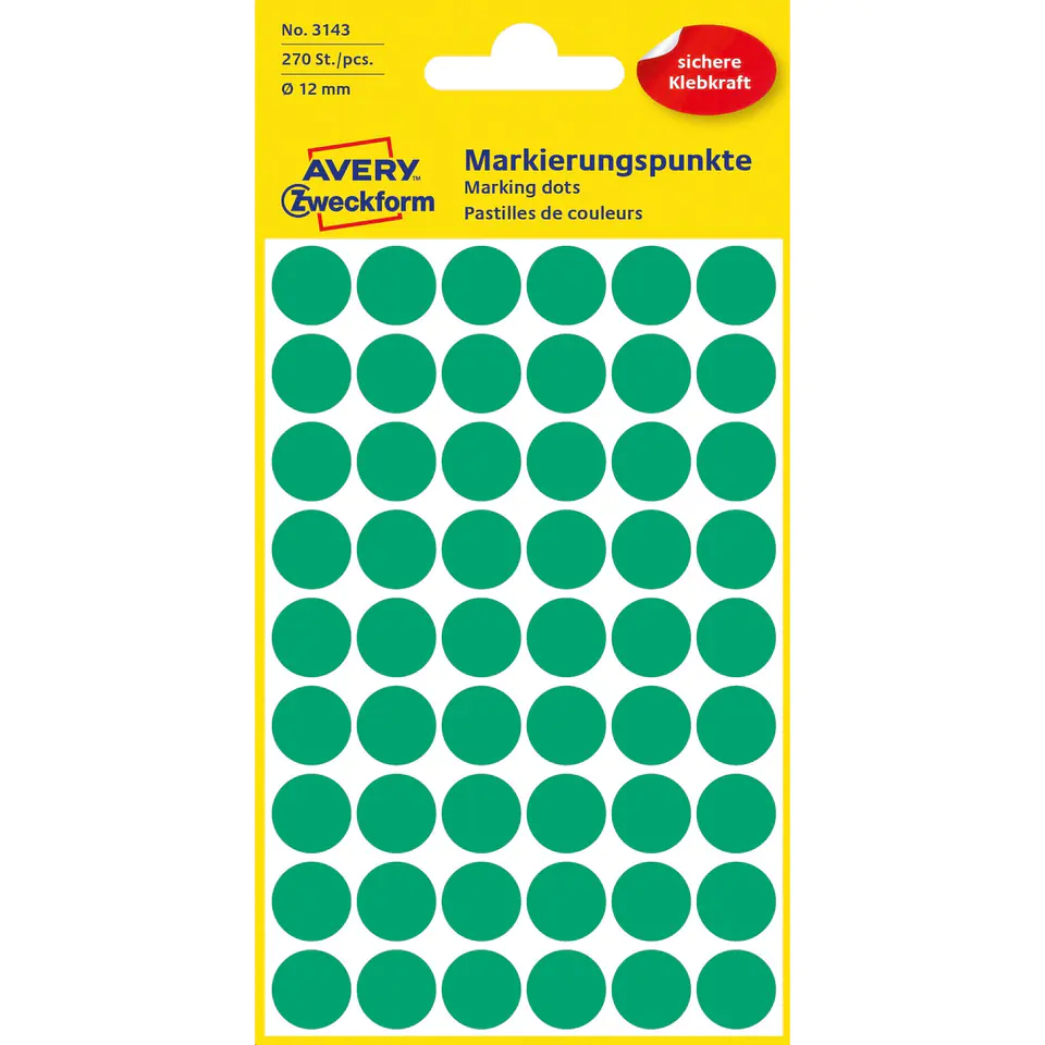 ⁨Labels ZF Q12mm 3143 green wheels AVERY ZWECKFORM⁩ at Wasserman.eu