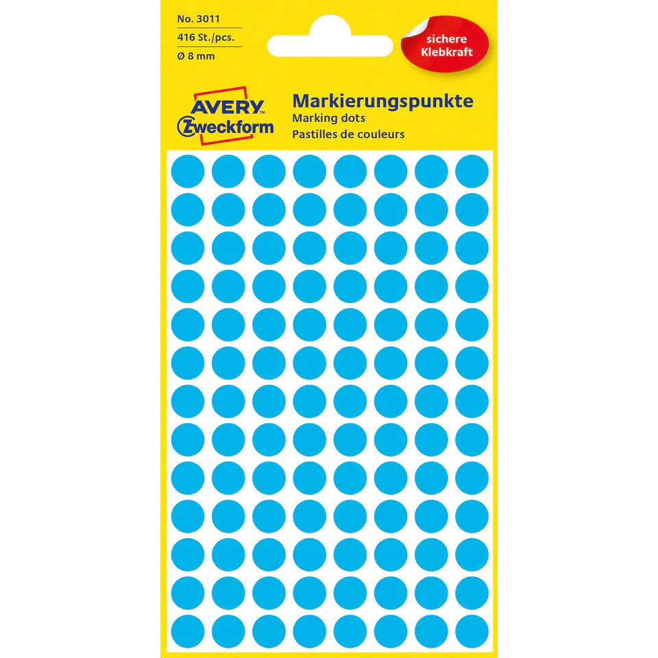 ⁨Durable casters 8mm 416pcs/pack blue 3011 AVERY ZWECKFORM⁩ at Wasserman.eu