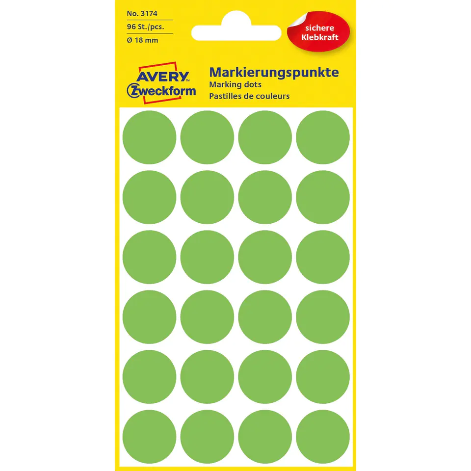 ⁨Labels ZF Q18mm 3174 green wheels blessed AVERY ZWECKFORM⁩ at Wasserman.eu