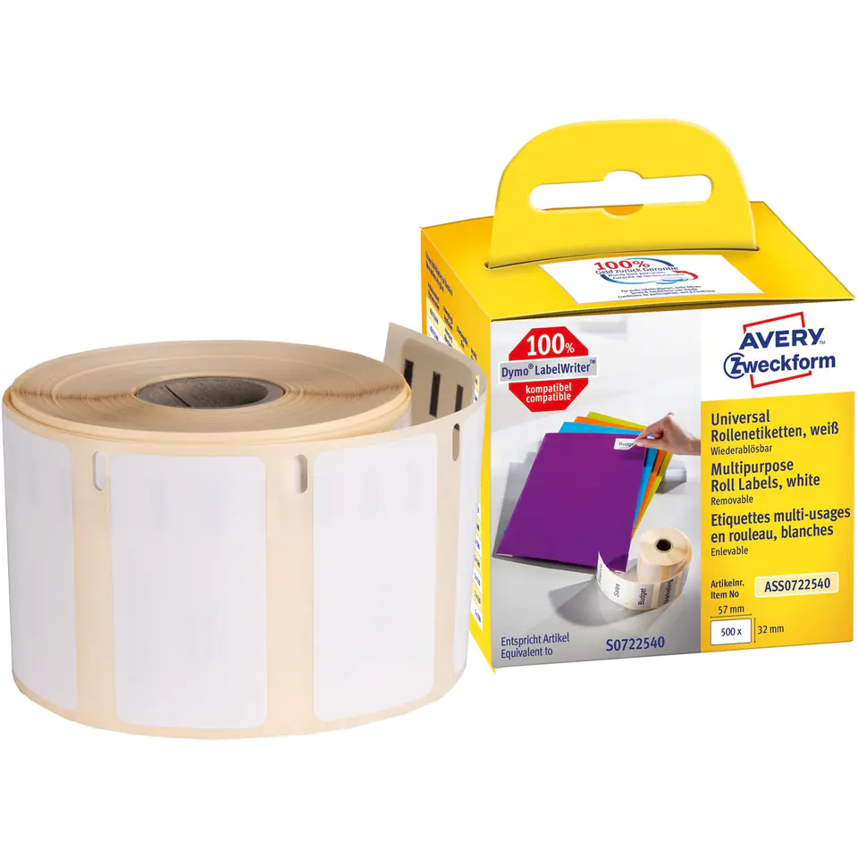 ⁨Universal labels in a roll of 500 ethics. 32 x 57 mm, removable, white ASS0722540 Avery Zweckform⁩ at Wasserman.eu