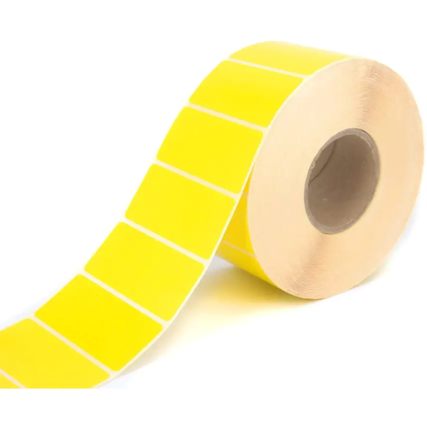⁨Label on roll BULK 70x32mm foil polypropylene yellow winding 1000pcs thimble 40mm⁩ at Wasserman.eu