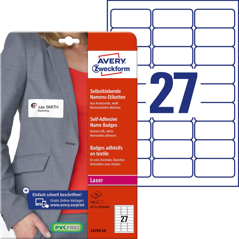 ⁨Printable ID samop. L4784-20 635x296mm ZF white silk trick AVERY ZWECKFORM⁩ at Wasserman.eu