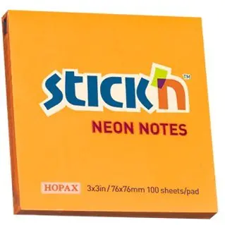 ⁨Block STICK"N 76x76mm orange neon 100k 21164 STICK"N⁩ at Wasserman.eu