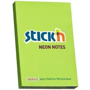 ⁨Block STICK"N 76x51mm green neon 100k 21163 STICK"N⁩ at Wasserman.eu