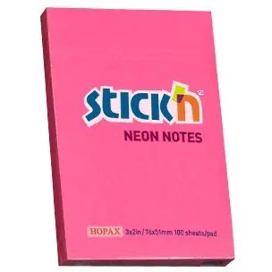 ⁨Bloczek STICK`N 76x51mm 100k ciemnoróżowy neon 21161⁩ w sklepie Wasserman.eu