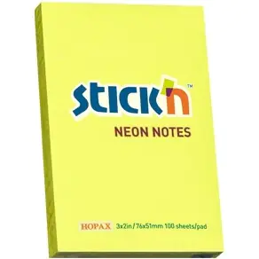 ⁨Bloczek STICK`N 76x51mm 100k żółty neon 21132⁩ w sklepie Wasserman.eu