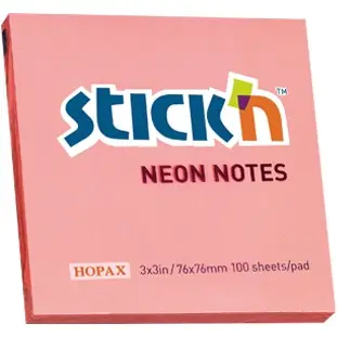 ⁨Block STICK"N 76x76mm pink neon 100k 21166 STICK"N⁩ at Wasserman.eu