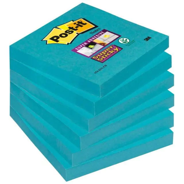 ⁨Bloczek samoprzylepny 76x76mm 90k niebieski Super Sticky POST-IT 654-6SS-EB 3M⁩ w sklepie Wasserman.eu