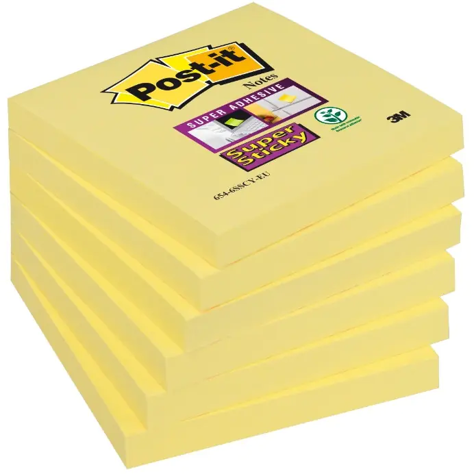 ⁨Block 3M POST-IT 76x76mm yellow 90k Super Sticky 70005197911⁩ at Wasserman.eu