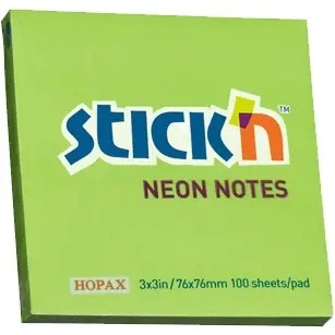 ⁨Bloczek STICK"N 76x76mm zielony neonowy 100k 21167 STICK"N⁩ w sklepie Wasserman.eu