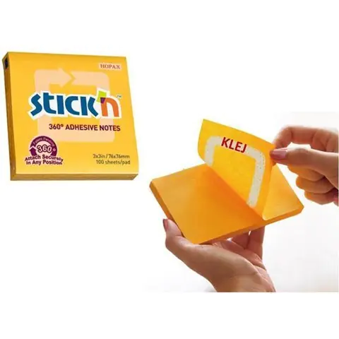 ⁨Bloczek STICK`N 76x76mm 360stopni ciemnożółty 21551⁩ w sklepie Wasserman.eu