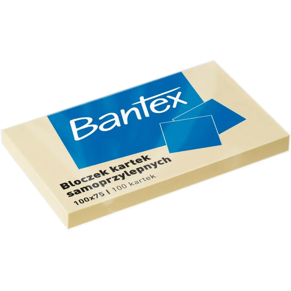⁨Karteczki samoprzylepne bloczek 100x75mm 100 kartek żółty 400086387 BANTEX⁩ w sklepie Wasserman.eu