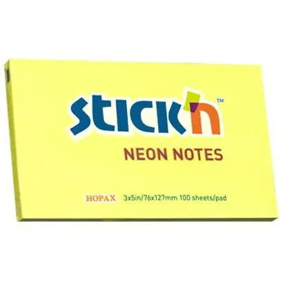 ⁨Block STICK"N 127x76mm yellow neon 100k 21135 STICK"N⁩ at Wasserman.eu