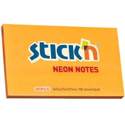 ⁨Bloczek STICK"N 127x76mm pomarańczowy neonowy 100k 21168 STICK"N⁩ w sklepie Wasserman.eu