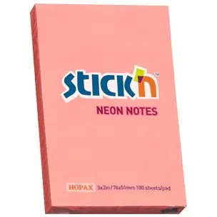 ⁨Bloczek STICK"N 76x51mm różowy neon 100k 21162 STICK"N⁩ w sklepie Wasserman.eu