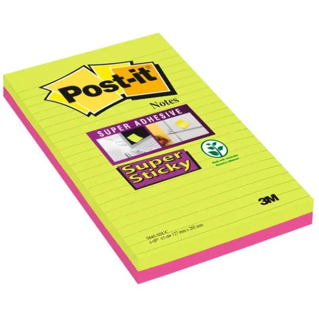 ⁨Blocks 3M POST-IT 5845-SSU 125x200mm 270k line Super Sticky 70005253581⁩ at Wasserman.eu