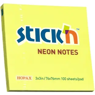 ⁨Bloczek samoprzylepny 76x76mm 100k żółty neonowy 21133 STICK`N⁩ w sklepie Wasserman.eu