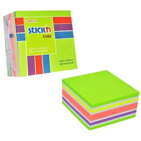 ⁨Block STICK"N 76x76mm 400k mix green/yellow/pink 21537⁩ at Wasserman.eu