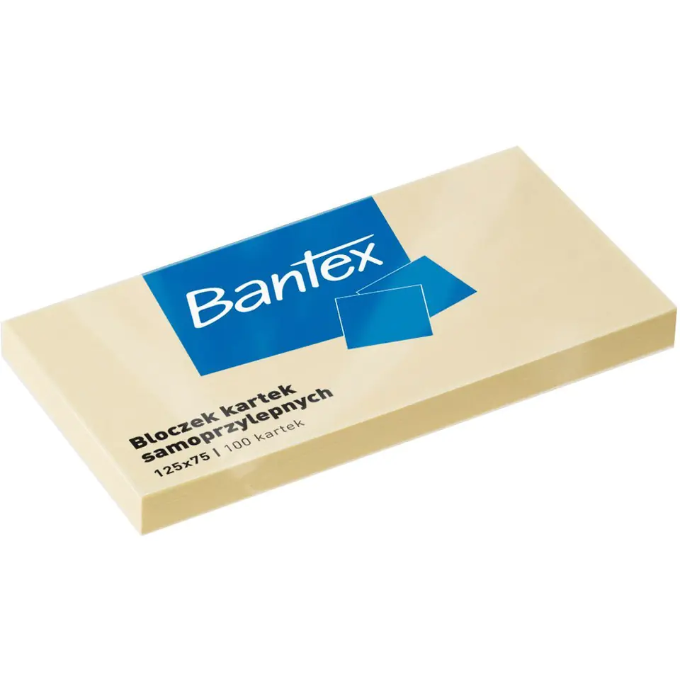 ⁨Karteczki samoprzylepne bloczek 125x75mm 100 kartek żółty 400086388 BANTEX⁩ w sklepie Wasserman.eu