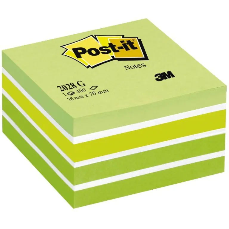 ⁨Block 3M POST-IT 2028-G 76x76mm green 450k 70007038881⁩ at Wasserman.eu