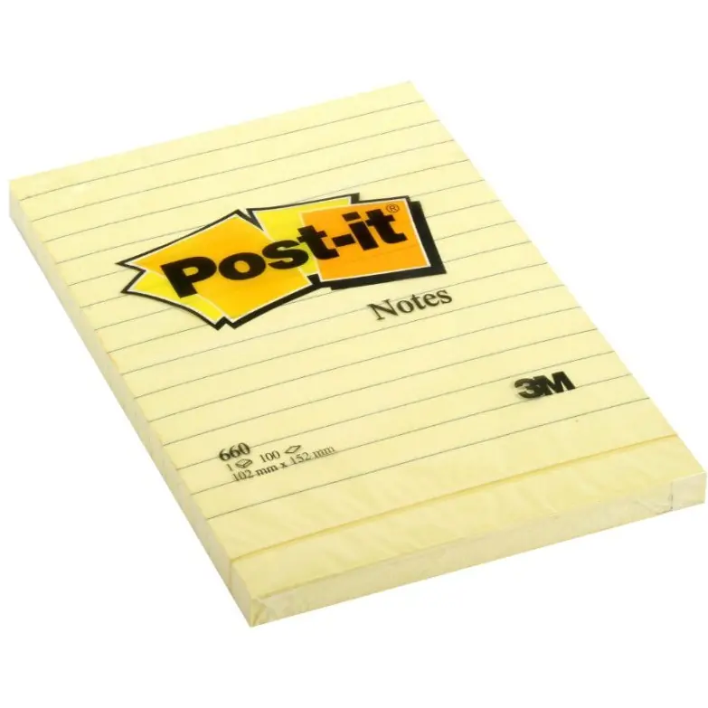 ⁨Bloczek samoprzylepny 102x152mm 100k żółty linia 660 POST-IT UU009543644 3M⁩ w sklepie Wasserman.eu