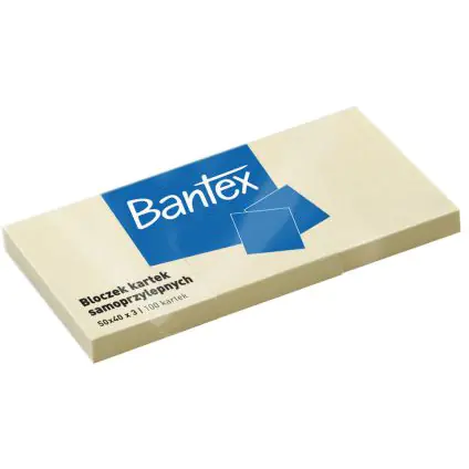 ⁨Self-adhesive block BANTEX 50x40mm 100 sheets yellow (3pcs) (400086386)⁩ at Wasserman.eu